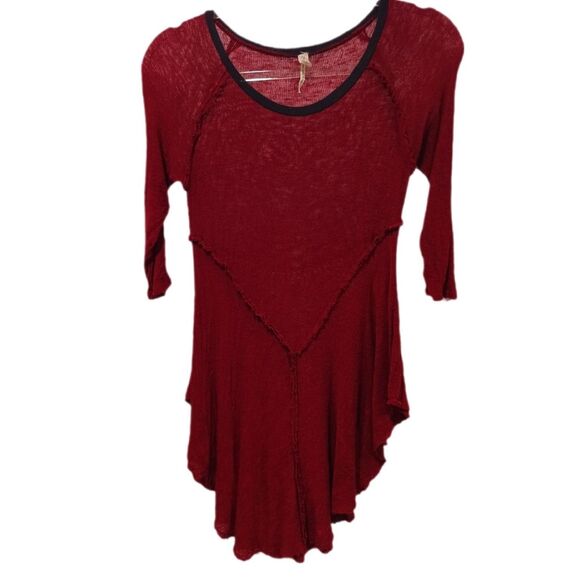 Intimately Free People Maroon Thermal 3/4 Sleeve Top Size S - Picture 1 of 2